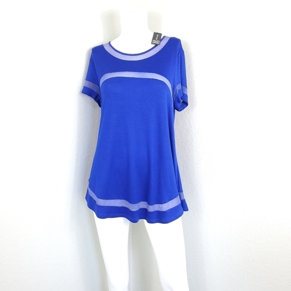 NWT Cable & Gauge Womens Blue Short Sleeved Top Shirt Size L - Picture 1 of 10